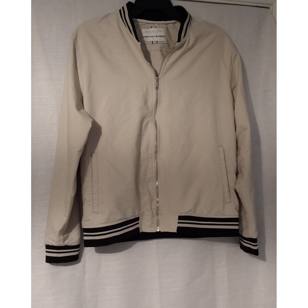 Denim & Flower Ricky Singh Men's XL Black Beige Full Zip Lightweight Jacket